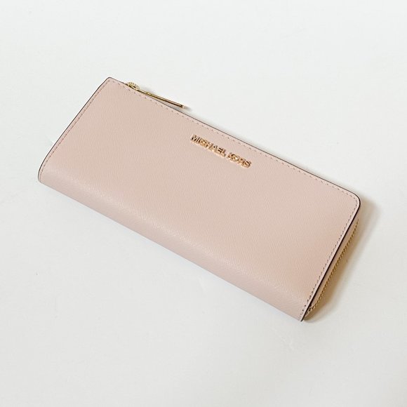 Michael Kors Jet Set Travel Large Three Quarter Zip Leather Wallet Pink - Picture 3 of 9